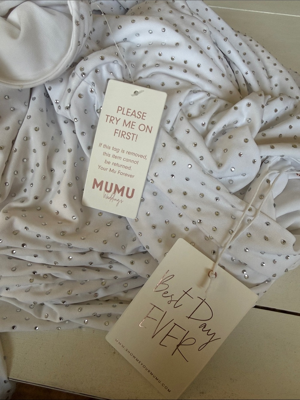 SHOW ME YOUR MUMU: The Sleek Maxi Dress in White Rhinestone Spandy, NWT, XXL - Picture 5 of 5